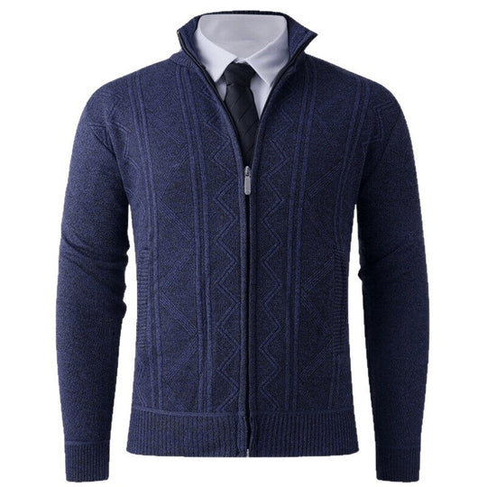 Herren Strick-Zipjacke mit Stehkragen und dezentem Rautenmuster Shop Nory