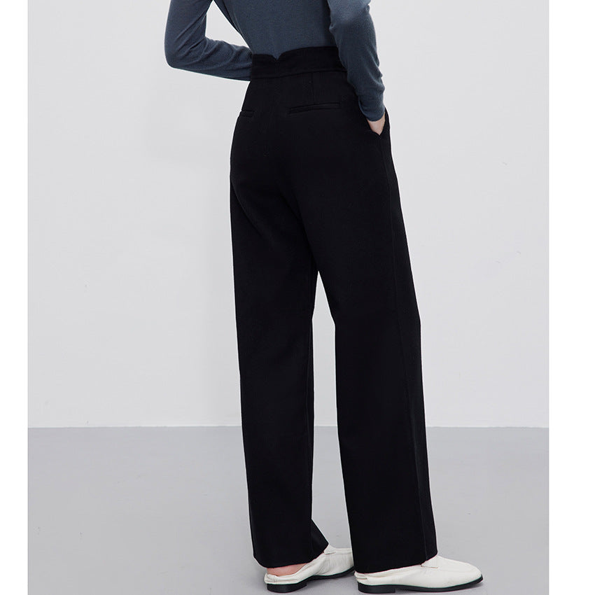 Damen Hochtaillierte Wollmix-Palazzohose mit geradem Fall und verdecktem Hakenverschluss Shop Nory