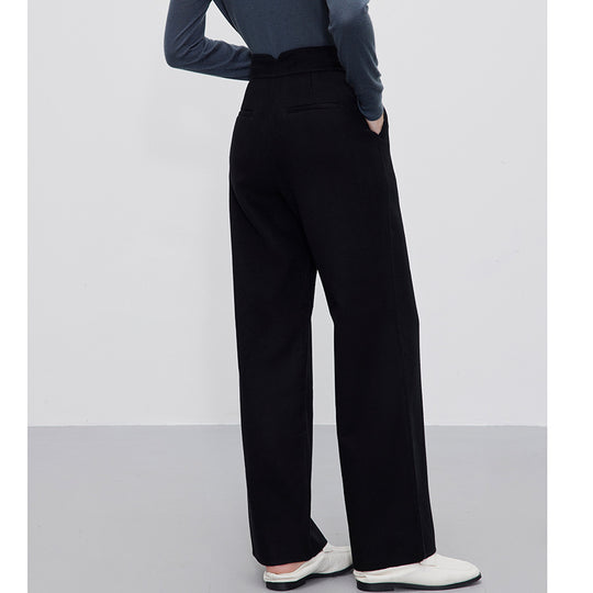 Damen Hochtaillierte Wollmix-Palazzohose mit geradem Fall und verdecktem Hakenverschluss Shop Nory