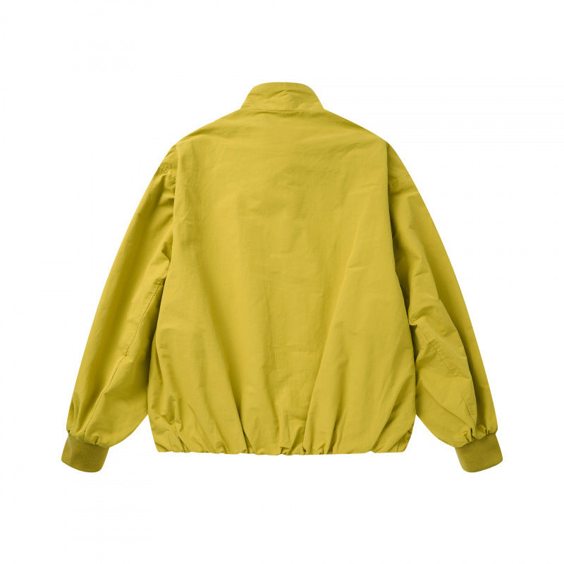 Unisex Leichte Boxy-Outdoorjacke im Trackstil mit hohem Stehkragen, Reißverschlusstaschen und elastischem Saum Shop Nory