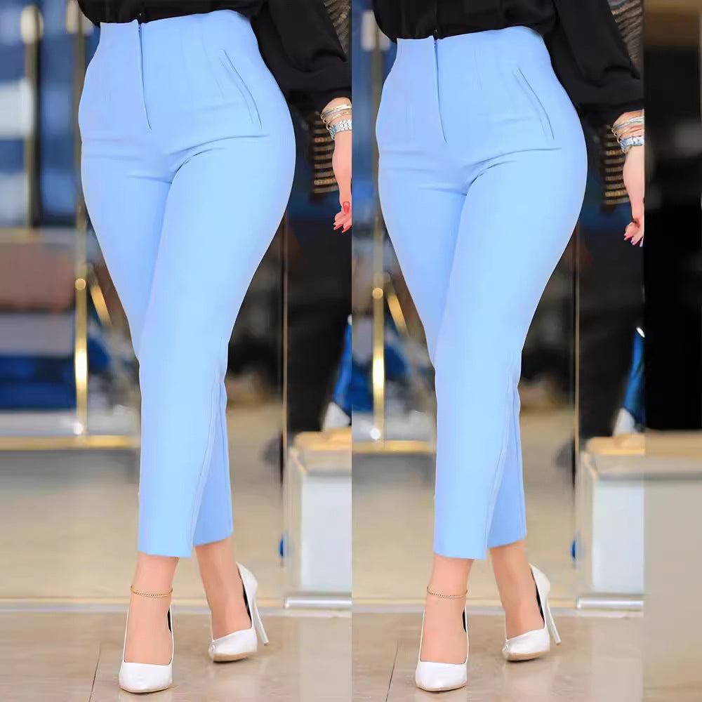 Damen Hochtaillierte Slim-Fit Bügelfalten-Hose mit geradem Bein Shop Nory