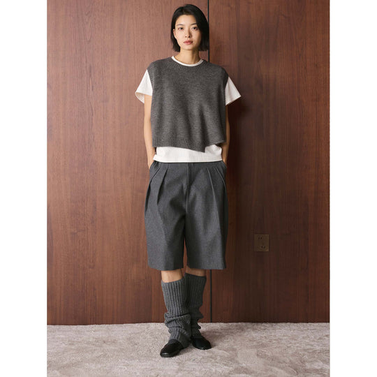 Damen Boxy-Strickweste mit Rundhalsausschnitt und geripptem Saum Shop Nory