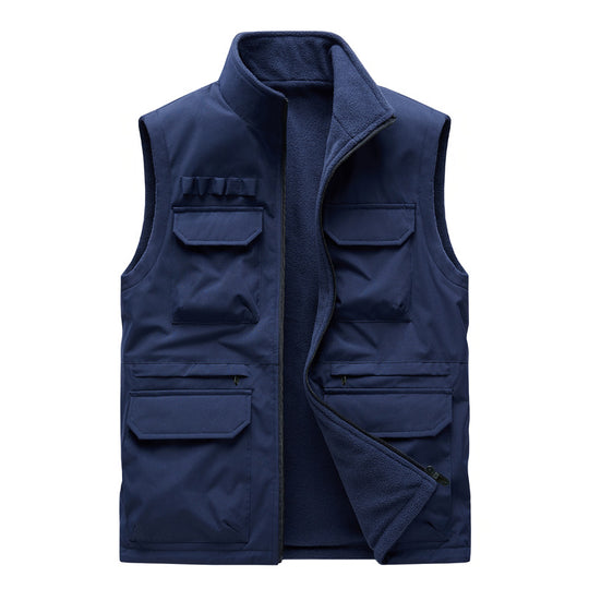 Herren Outdoor-Utilityweste mit acht Multifunktionstaschen, robustem Baumwollmix und Windschutzkragen Shop Nory