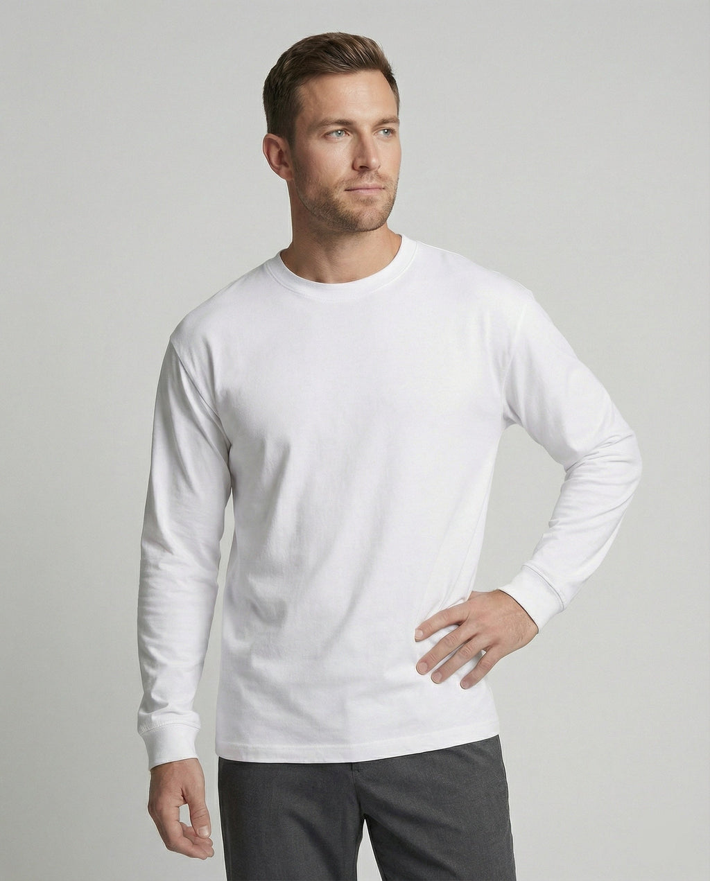 Lässiges Baumwoll Langarmshirt Weiß Oversize T-Shirt für coole Urban Styles