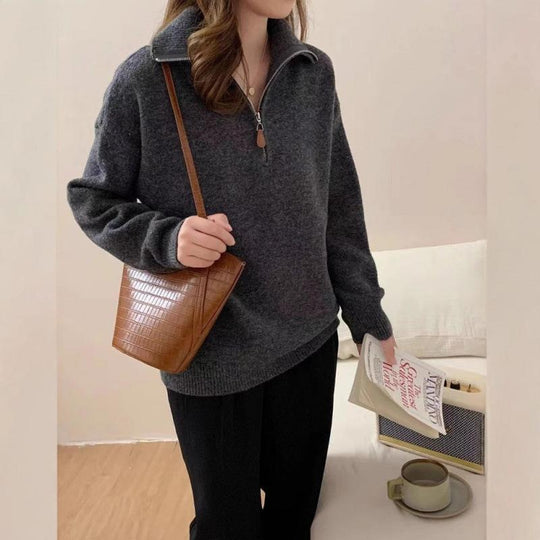 Damen Komfortabler Zip-Pullover Shop Nory