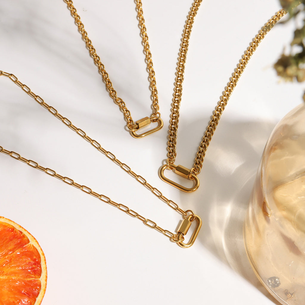 Damen Halskette mit modernem Gliederdesign aus hypoallergenem Edelstahl Shop Nory
