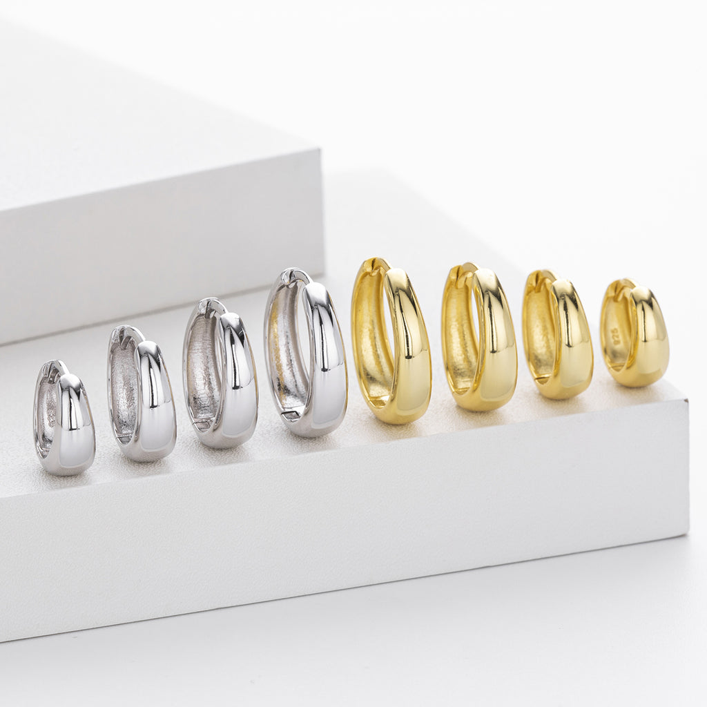 Damen Creolen mit elegantem geschwungenen Design aus 925 Sterling Silber Shop Nory