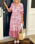 Kleid mit V-Ausschnitt und Print in Übergröße