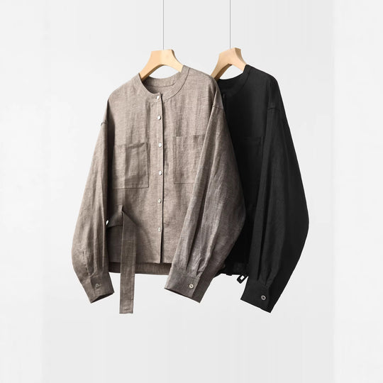 Damen Modische Oversized-Bluse mit Gürtel Shop Nory