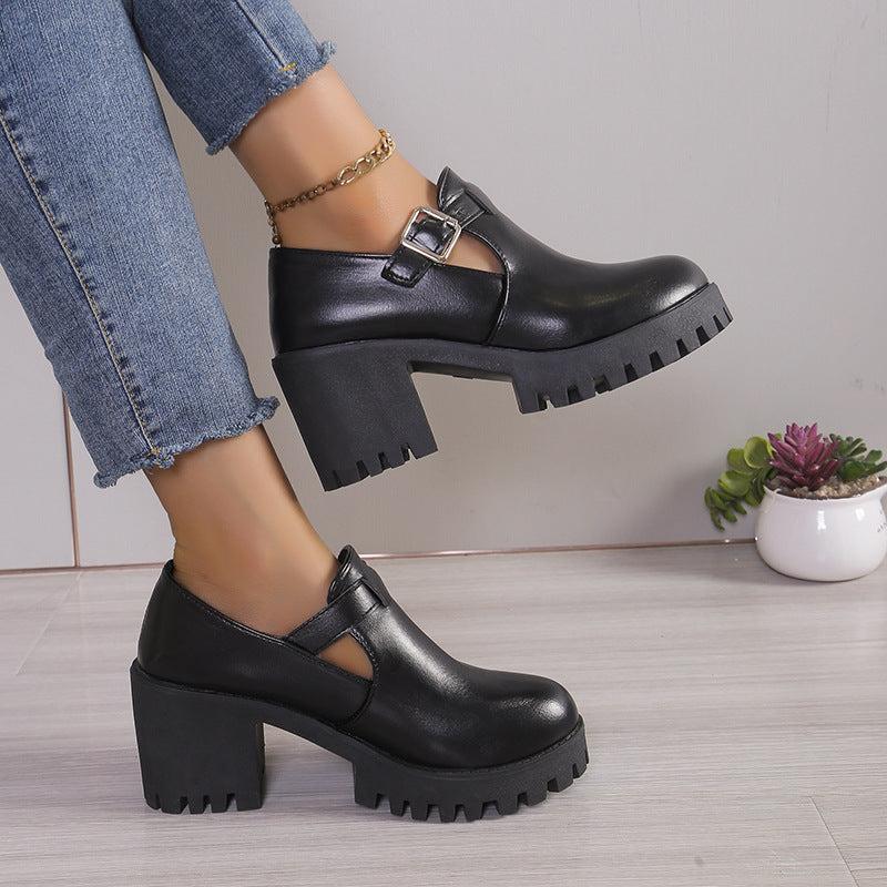 Damen Chunky Heels mit trendiger Schnalle und rutschfester Sohle