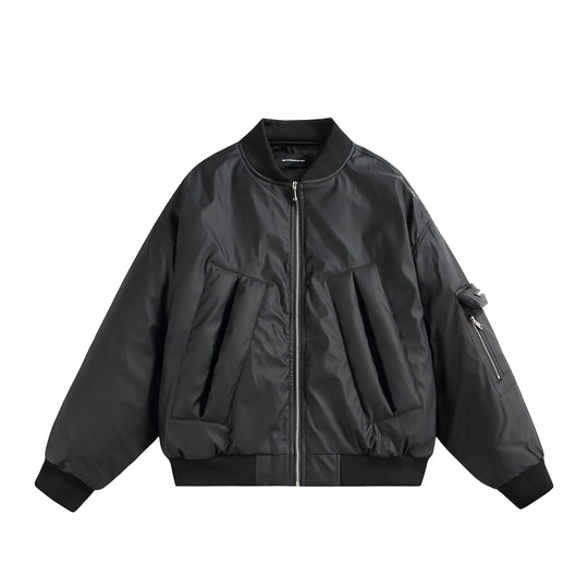 Unisex Kurz geschnittene Oversize-Pufferjacke mit Utility-Ärmeltasche und Rippenbündchen Shop Nory
