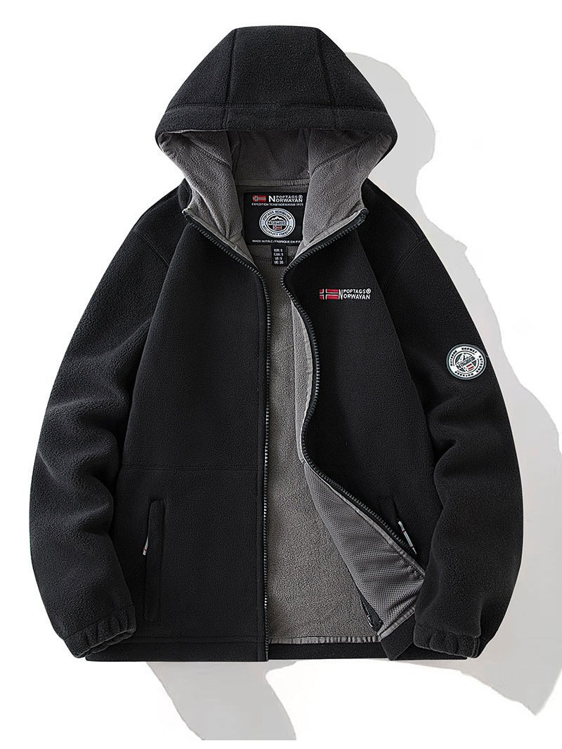Damen Fleece-Kapuzenjacke mit wärmender Microfleece-Innenseite, durchgehendem Reißverschluss und Utility-Taschen Shop Nory