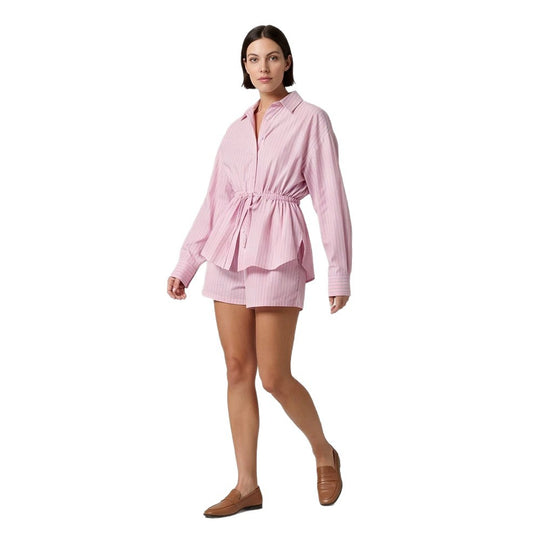Damen Gestreiftes Loungewear-Set aus Leichtbaumwolle mit Kordel-Taille & Shorts Shop Nory