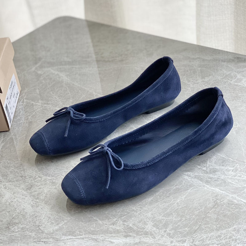 Damen Flache Ballerinas mit zierlichem Schleifenakzent