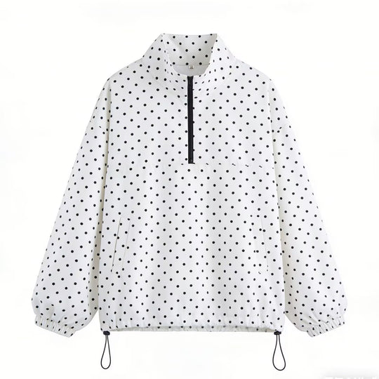 Damen Oversize Regenanorak mit Halbzip, Kängurutasche und Tunnelzugsaum Shop Nory