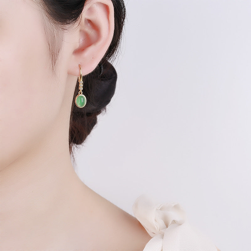 Damen Ohrhänger mit elegantem Jade-Design und funkelnden Zirkonia Shop Nory