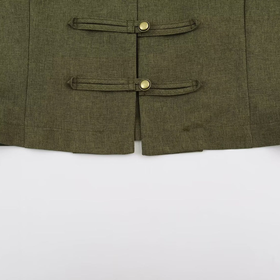 Damen Kurzjacke im Mandarin-Stil mit dekorativen Knebelverschlüssen und taillierter Nahtführung Shop Nory