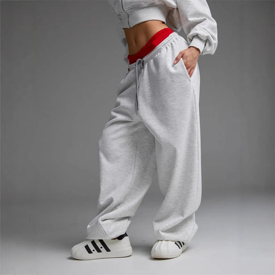 Damen trendige, weite Jogginghose mit elastischem Bund und verstellbarem Kordelzug Shopnory