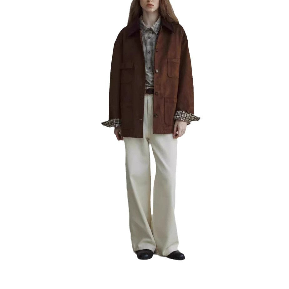 Damen Elegante Wildlederjacke Shop Nory