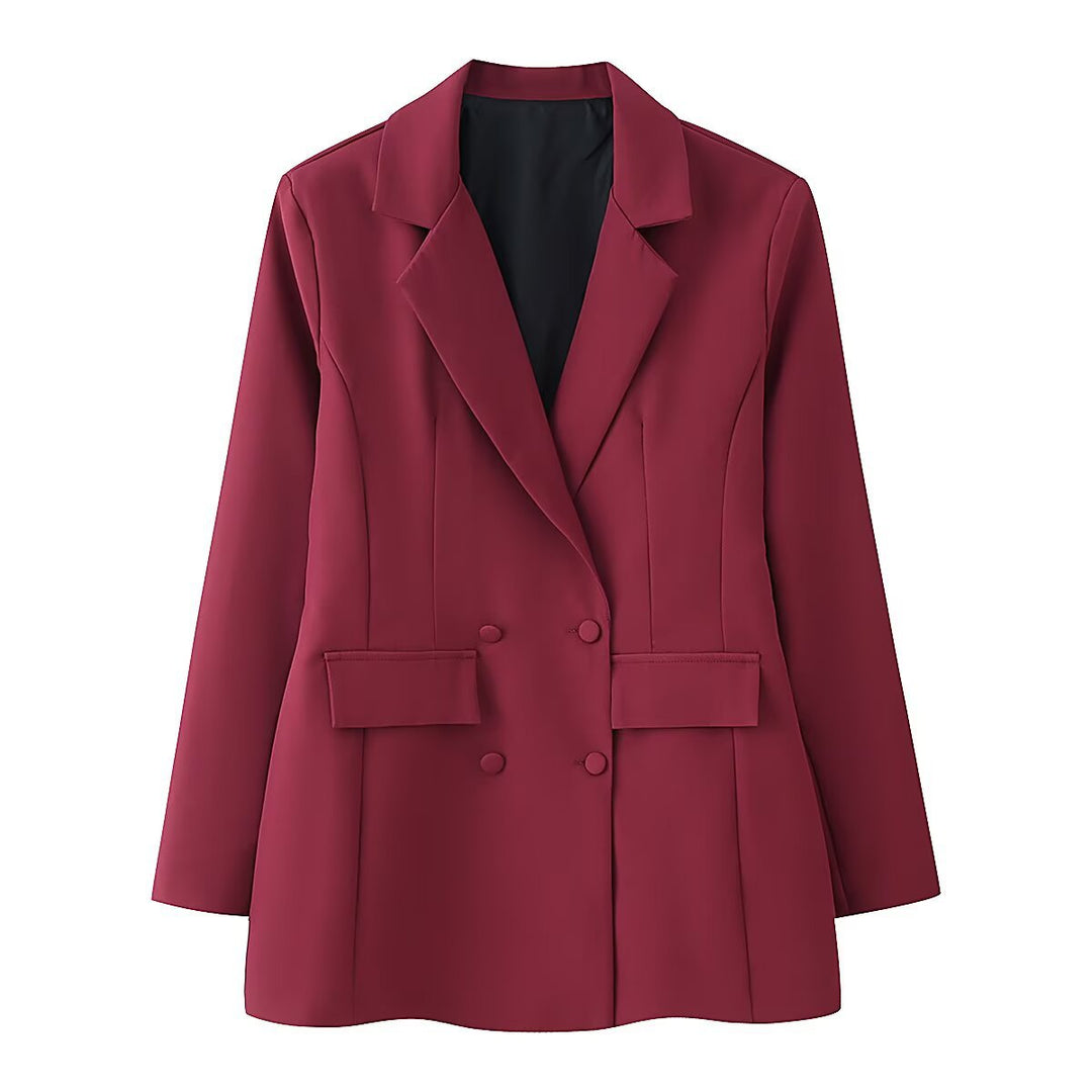 Damen taillierter Doppelreiher-Blazer mit Pattentaschen und Wiener Nähten Shop Nory