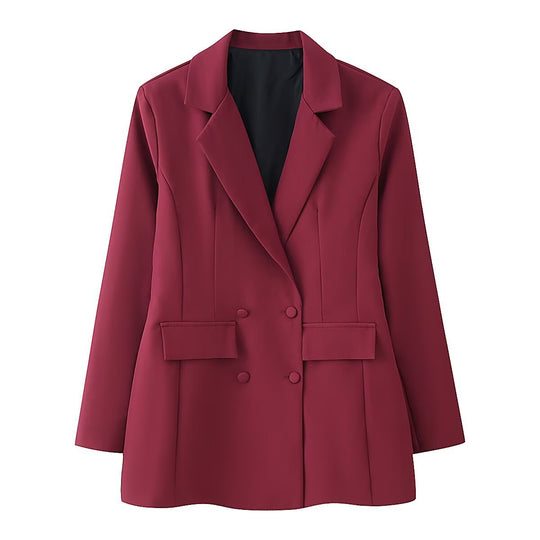Damen taillierter Doppelreiher-Blazer mit Pattentaschen und Wiener Nähten Shop Nory