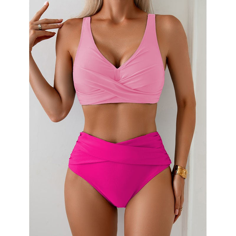 Damen Hochtailliertes Bikini-Set mit raffiniertem Wickeldesign ShopNory