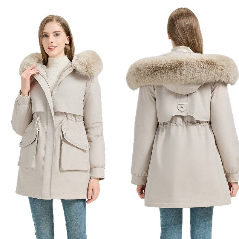 Damen nan taillierter Thermo-Parka mit abnehmbarer Kunstpelzkapuze, weichem Teddyfutter und verstellbarem Tunnelzug Shop Nory