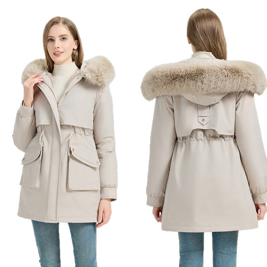 Damen nan taillierter Thermo-Parka mit abnehmbarer Kunstpelzkapuze, weichem Teddyfutter und verstellbarem Tunnelzug Shop Nory