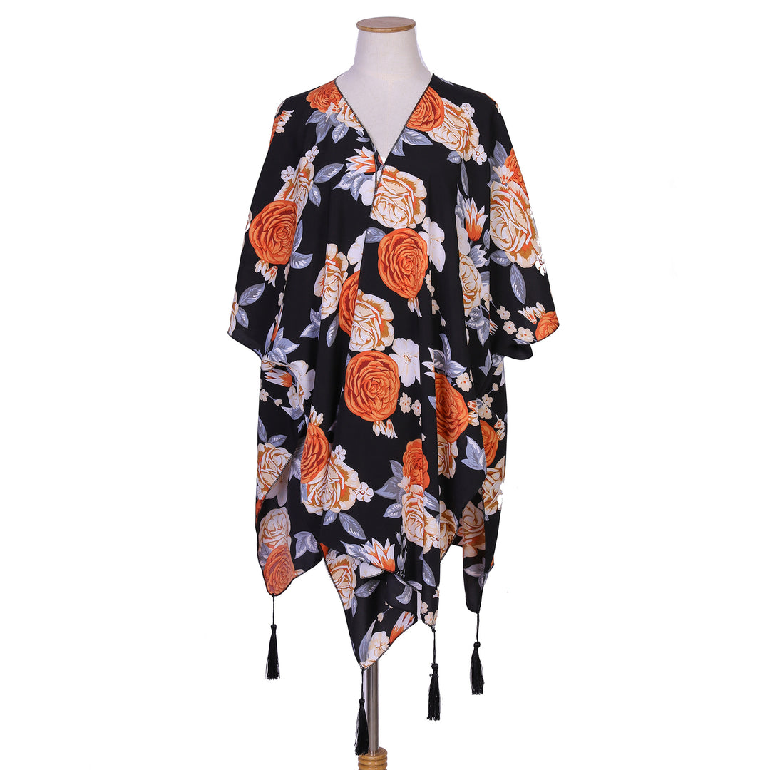 Damen Verspielter Kaftan‑Kimono‑Überwurf aus leichter Viskose mit asymmetrischem Zipfelsaum Shop Nory