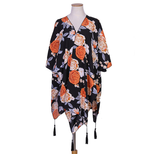Damen Verspielter Kaftan‑Kimono‑Überwurf aus leichter Viskose mit asymmetrischem Zipfelsaum Shop Nory