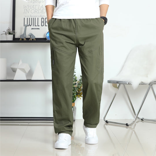 Herren Weite Utility-Cargohose mit elastischem Bund, seitlicher Reißverschlusstasche & vorgeformten Knieeinsätzen Shop Nory