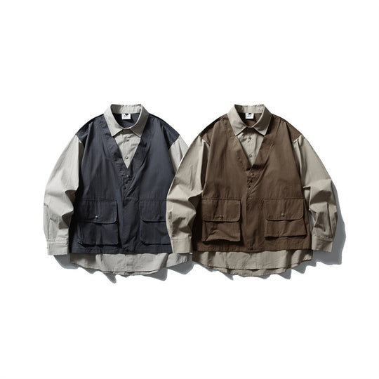 Herren Layering‑Hemd mit integrierter Utility‑Weste und Pattentaschen Shop Nory