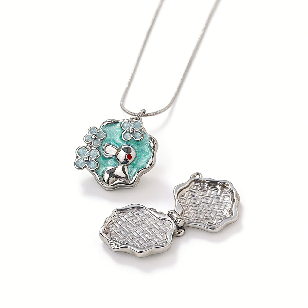 Damen filigraner Anhänger mit Kinder-Motiv und Blumendekor Shop Nory