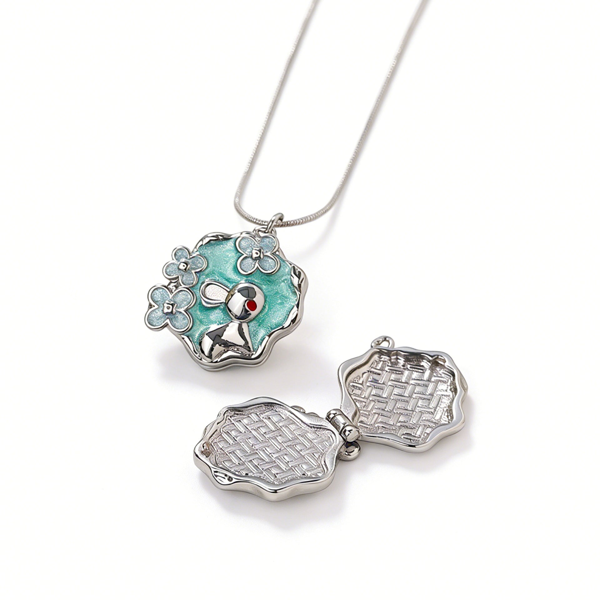Damen filigraner Anhänger mit Kinder-Motiv und Blumendekor Shop Nory