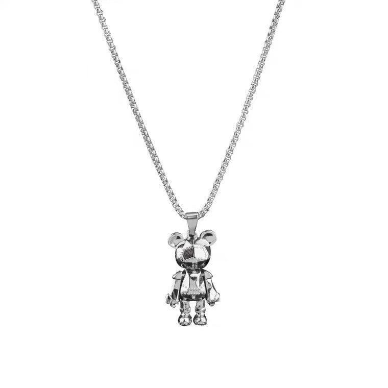 Damen Halskette mit einzigartigem Bären-Anhänger aus Edelstahl Shop Nory