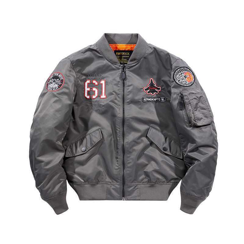 Herren Kurz geschnittene Flight-Bomberjacke mit Emblem‑Patch, Ärmel‑Utility‑Tasche und kontrastierendem Innenfutter Shop Nory