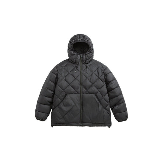 Unisex Boxy-Steppjacke mit Kapuze, Rautensteppung und Zwei-Wege-Reißverschluss Shop Nory