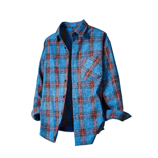Damen karierte Oversize-Hemdjacke aus weichem Flanell mit aufgesetzter Brusttasche Shop Nory