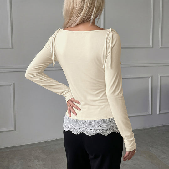 Damen Elegantes Oberteil mit schmalem Schlauchdesign und Rüschendetails Shop Nory