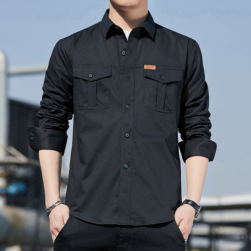 Herren leichtes Utility-Overshirt aus Baumwoll-Canvas mit Brustpattentaschen Shop Nory