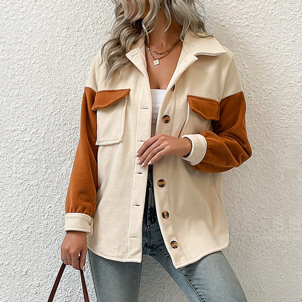 Damen Modische Fleecejacke mit Taschen und Knopfdetails Shop Nory
