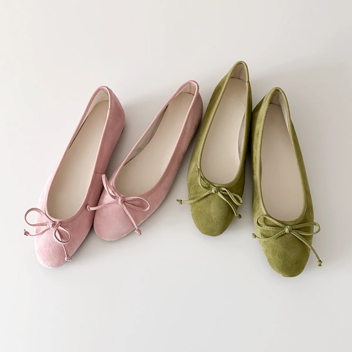 Damen Ballerinas mit zartem Schleifen-Detail und hochwertigem Wildleder