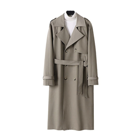 Damen Zweireihiger Oversized Trenchcoat mit weitem Schalkragen und Bindegürtel Shop Nory