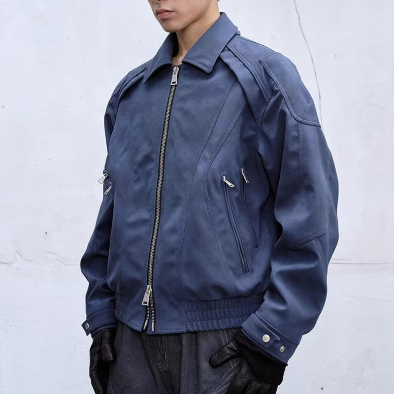 Herren Kurzjacke aus Veloursleder-Optik mit Reißverschluss und elastischem Saum Shop Nory