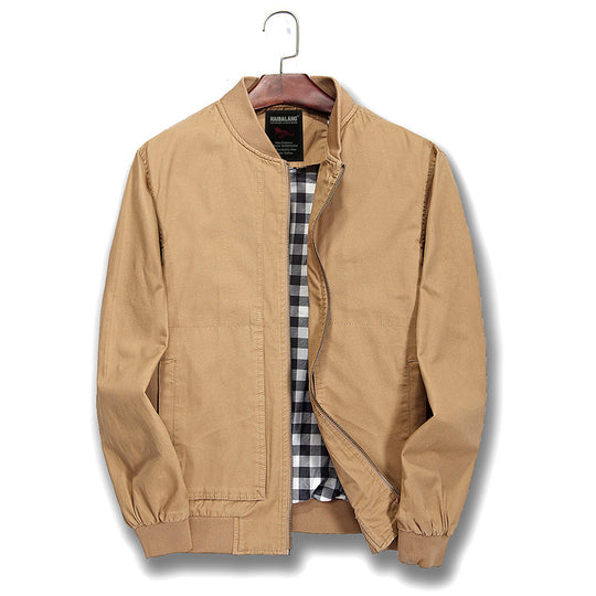 Herren leichte Canvas-Bomberjacke mit kariertem Innenfutter Shop Nory