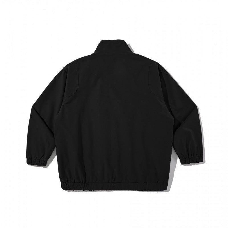 Unisex Leichte Boxy-Utility-Jacke mit Stehkragen, diagonalem Reißverschluss und elastischem Saum Shop Nory