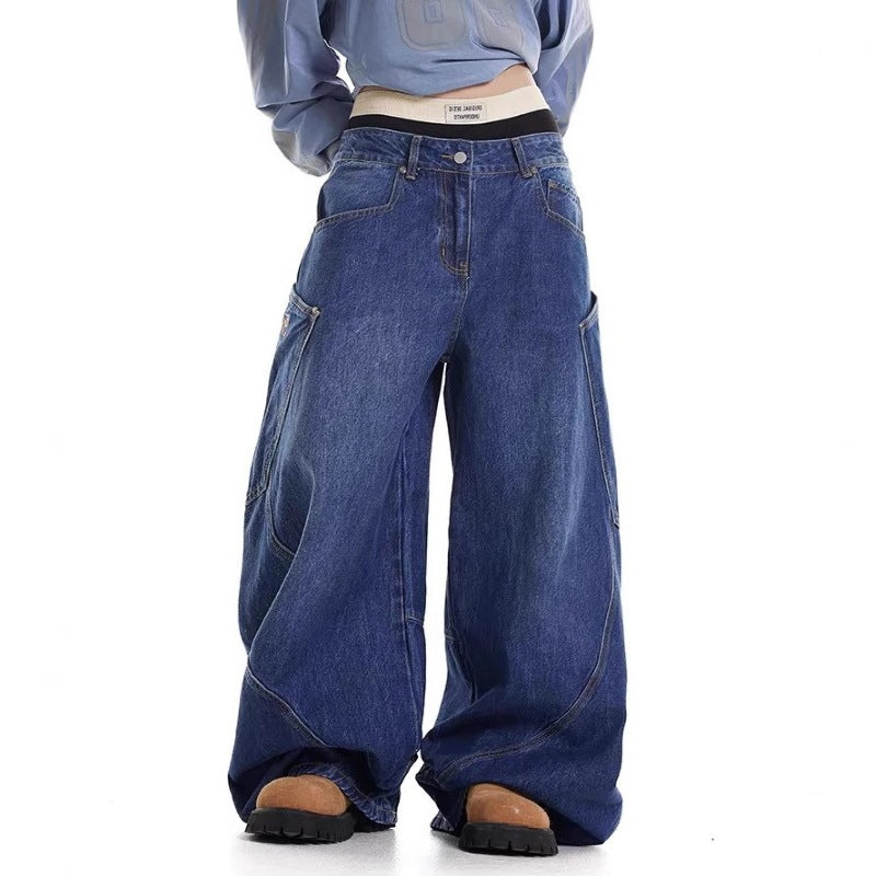 Damen Baggy-Jeans mit weitem Schnitt und praktischen Cargotaschen