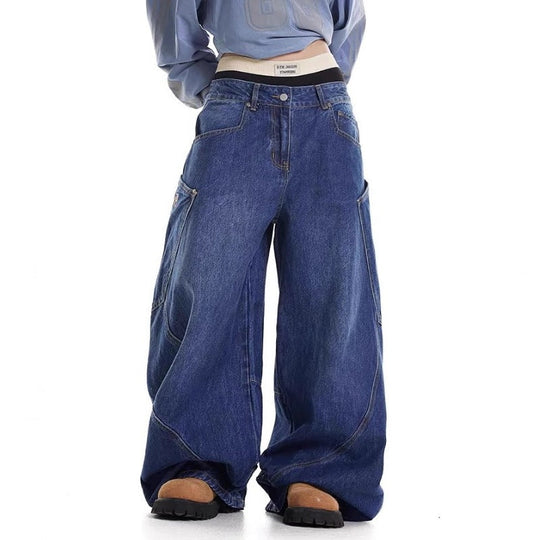 Damen Baggy-Jeans mit weitem Schnitt und praktischen Cargotaschen