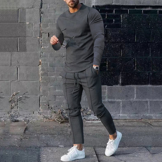 Herren nan athletisches Longsleeve- und Nahtdetail-Jogginghose-Set mit schlanker Passform Shop Nory