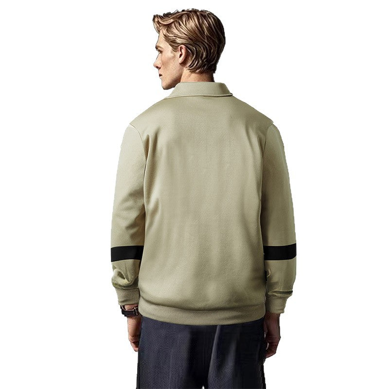 Herren Relaxed Polo-Sweatshirt mit Druckknopf-Blende und Kontrastarmdetails Shop Nory